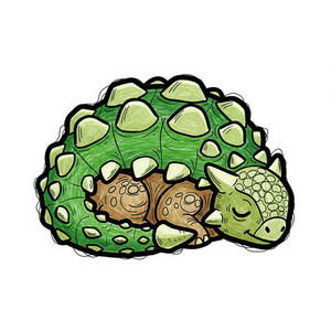 Sleeping Ankylosaurus Curled Up Like a Bumpy Rock